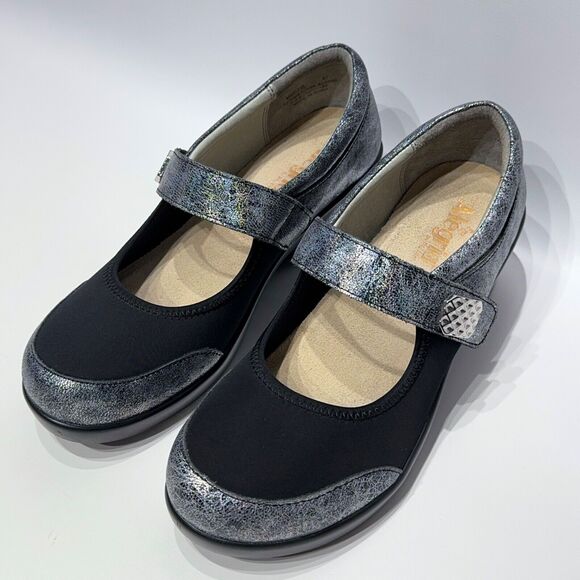 Alegria Women's Jan Mary Jane Wedge Silver Sparkle Leather ~ Size 10.5 (41EU) - Picture 9 of 14